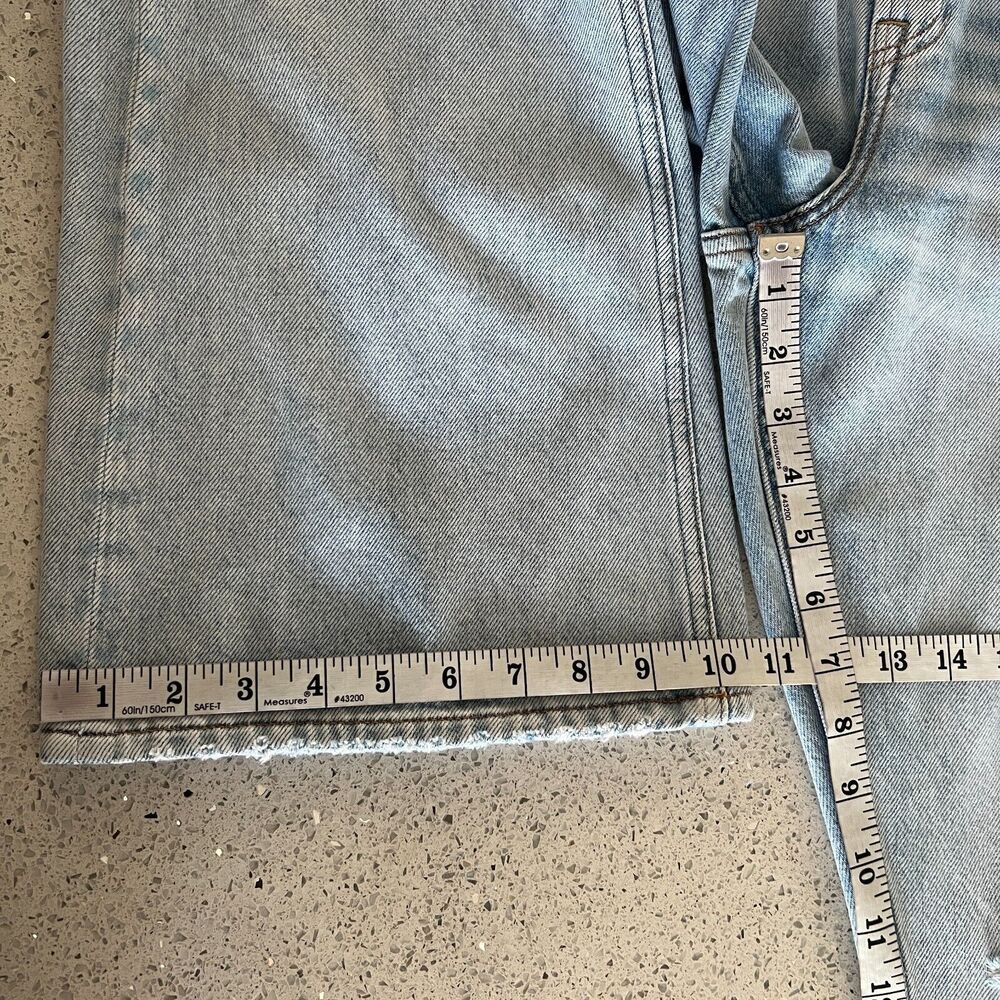AE77 Organic Cotton The Crop Flare Busted Knee Jeans Blue 33 - Picture 8 of 13